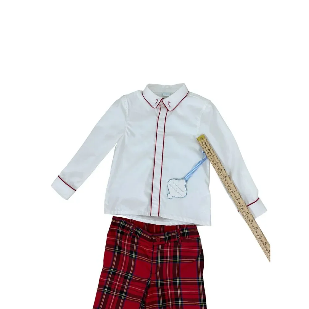 Edgehill Collection Boys 2 Piece Red Plaid Outfit Set Shirt Pants Size 6 NWT